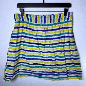 Loft Women's Size 4 Striped A-Line Skirt Casual Yellow Blue White Green Cotton